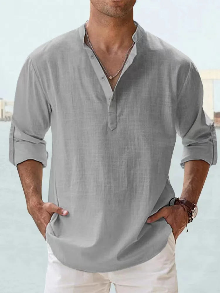 Linen Blend Shirt for Men's Casual Wear Men Shirts