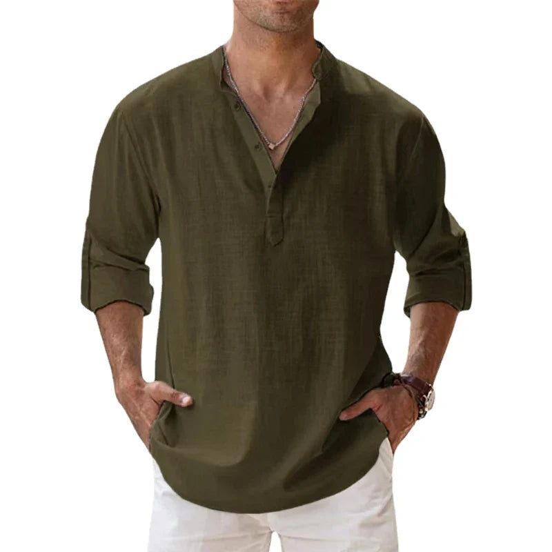 Linen Blend Shirt for Men's Casual Wear Men Shirts