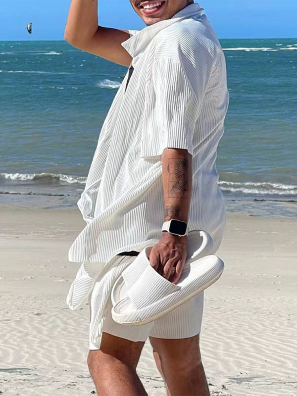 Summer Textured Shirt & Shorts Set for Men Summer Outfits