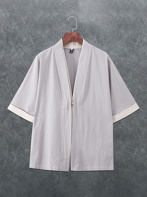 Summer Linen Blend Kimono Shirt for Men Kimono Shirt