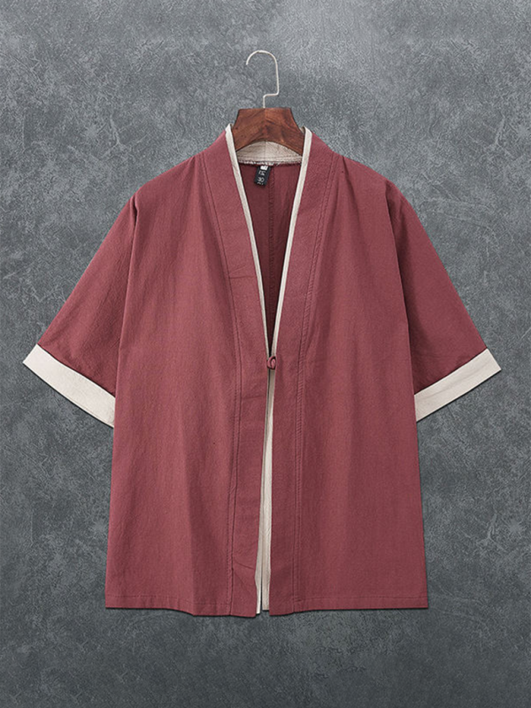 Summer Linen Blend Kimono Shirt for Men Kimono Shirt