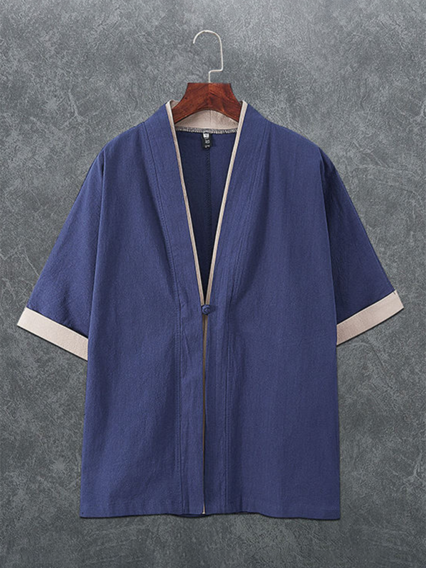 Summer Linen Blend Kimono Shirt for Men Kimono Shirt