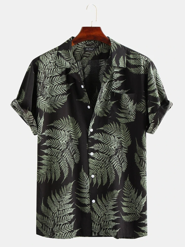 Beachwear Hawaiian Shirt with Notch Lapel for Men Men Shirts