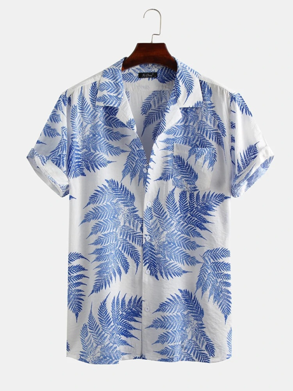 Beachwear Hawaiian Shirt with Notch Lapel for Men Men Shirts