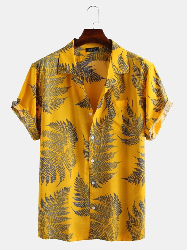 Beachwear Hawaiian Shirt with Notch Lapel for Men Men Shirts