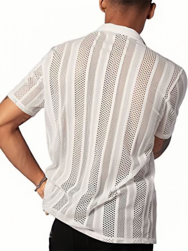 Men's Hollow Knitting Button-Up Shirt for Summer Vibes Men Tops