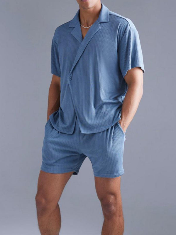 Relax Textured Notch Shirt & Matching Lounge Shorts for Men