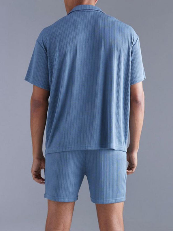 Relax Textured Notch Shirt & Matching Lounge Shorts for Men