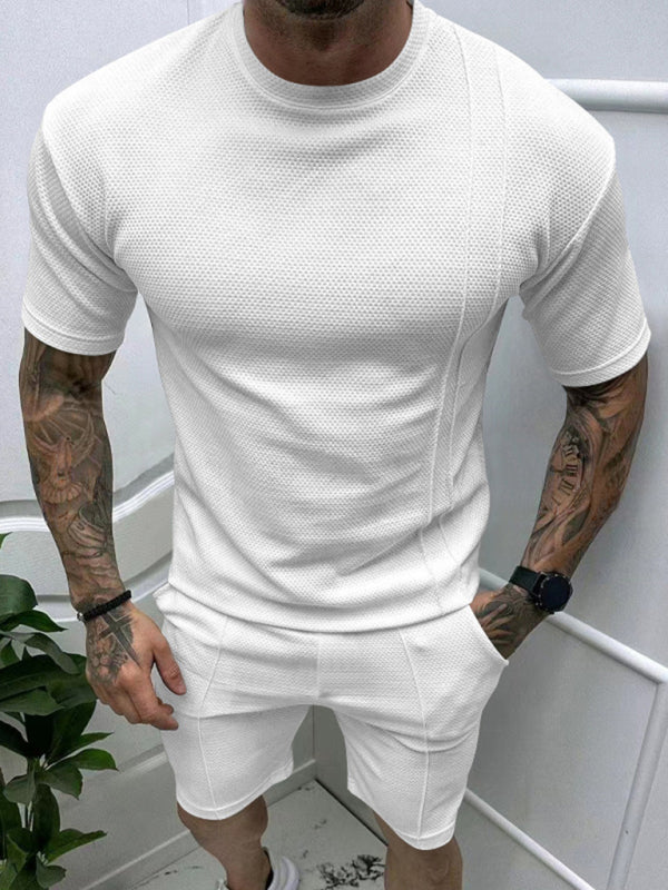 Men's Solid 2-Piece Outfit – T-Shirt & Shorts Set