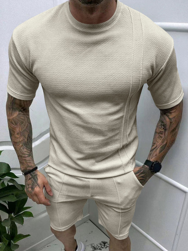 Men's Solid T-Shirt and Shorts Combo Shorts Set