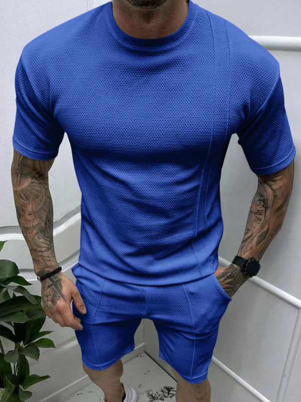 Men's Solid T-Shirt and Shorts Combo Shorts Set