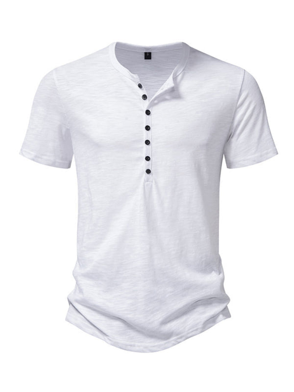 Men's Solid Henley T-Shirt for Spring & Summer