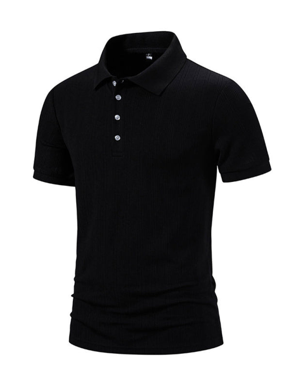 Textured Polo Shirt for Men's Everyday Wear Polos