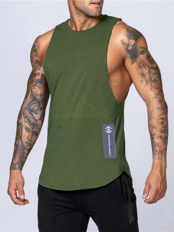 Casual Sleeveless Cotton Vest - Crew Neck Solid Color Top