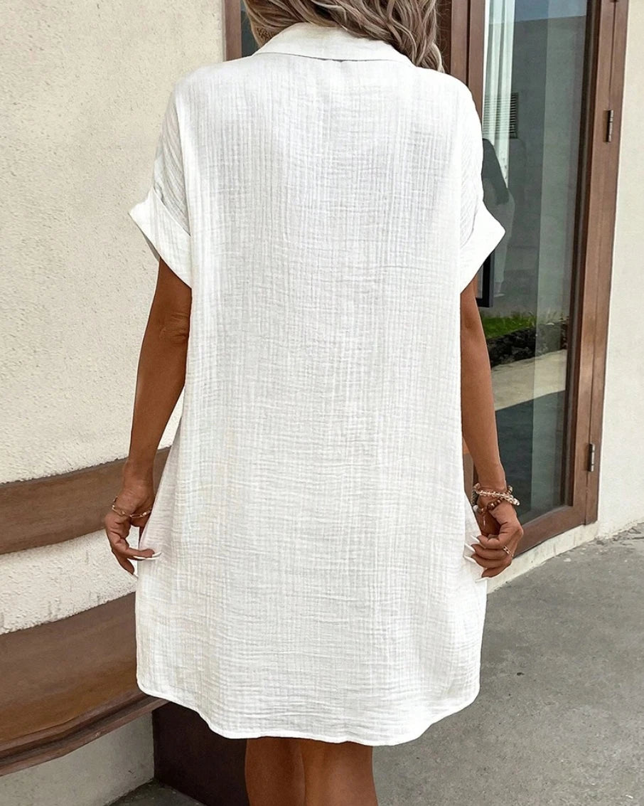 Summer Casual Shirt Dress with Textured Fabric | Casual Dresses