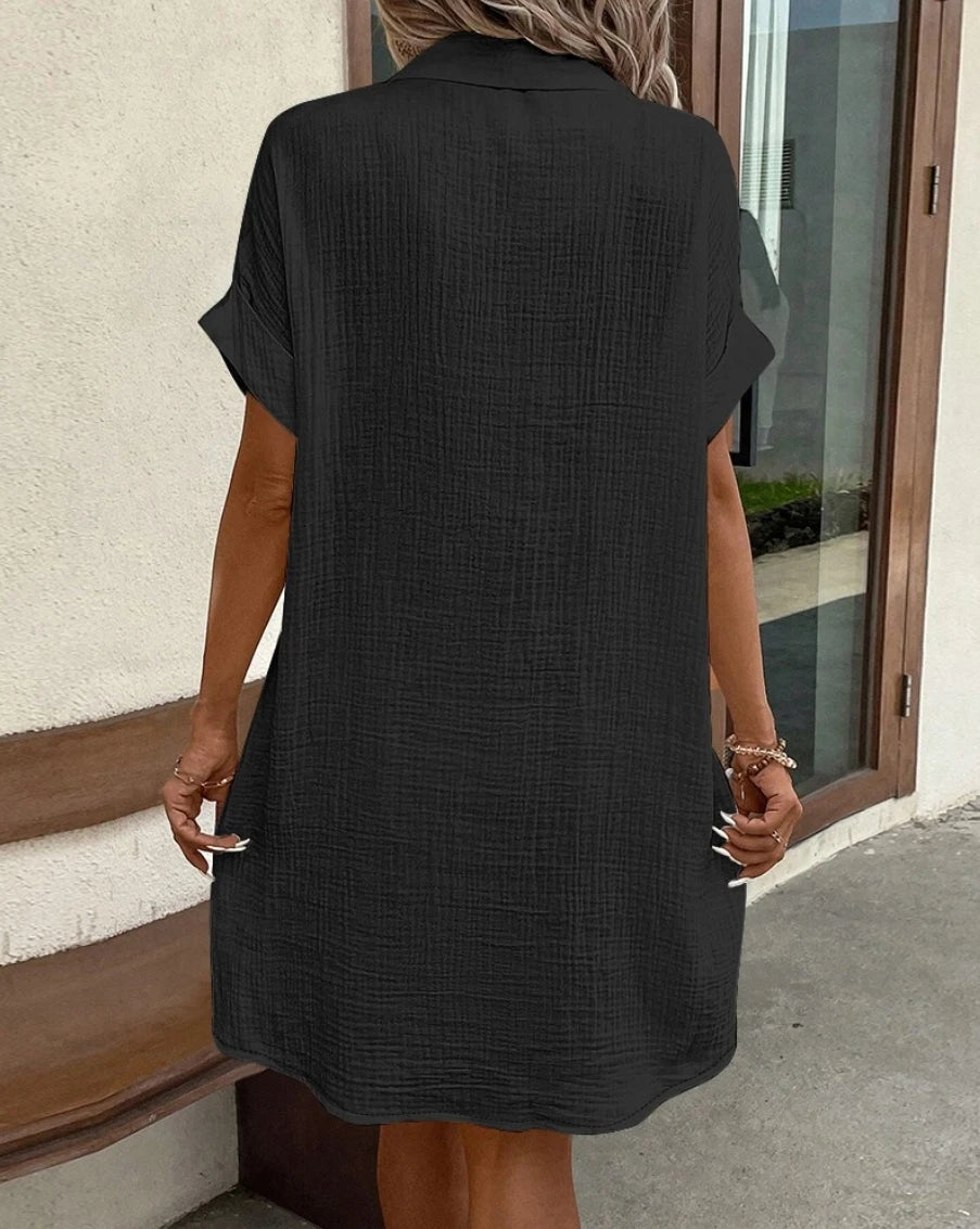 Summer Casual Shirt Dress with Textured Fabric | Casual Dresses