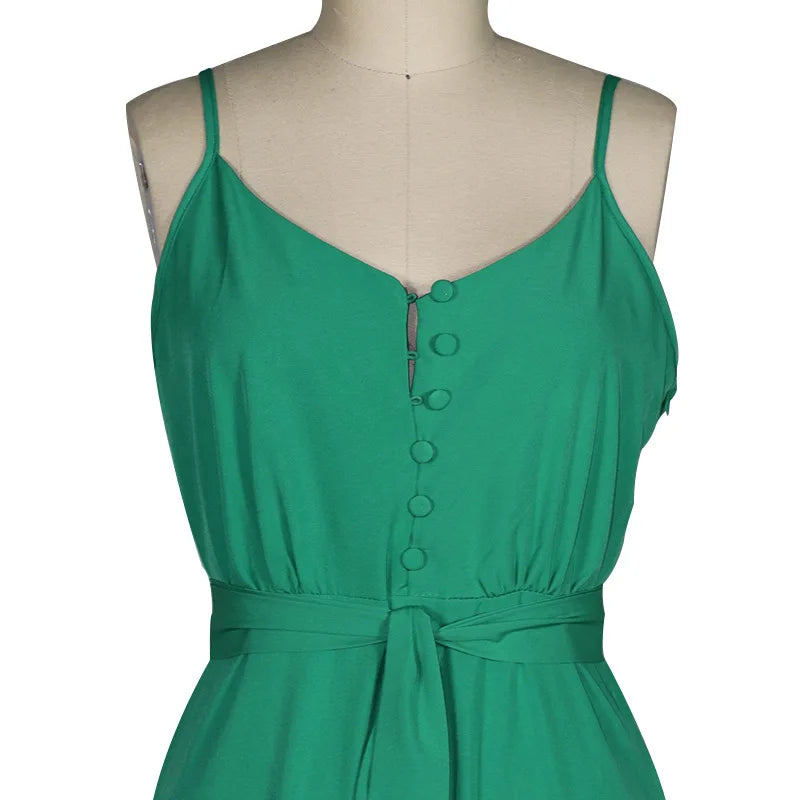 Green Sleeveless Tiered Maxi Dress for Women | Maxi Dresses