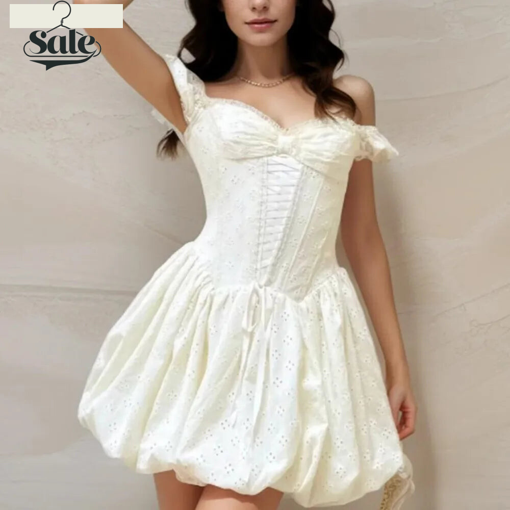 Sweetheart Neckline Summer Dress with Lace Accents