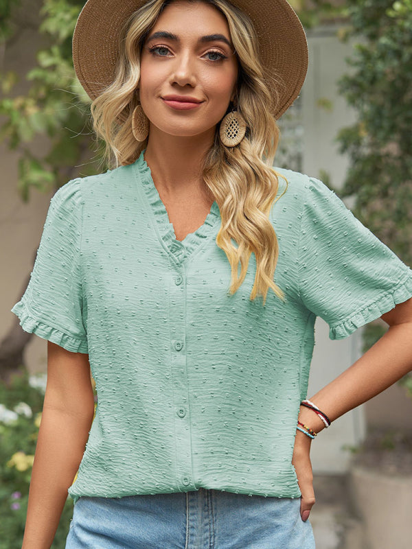 Perfect for Any Occasion: Women's Short Sleeve Top with Ruffle