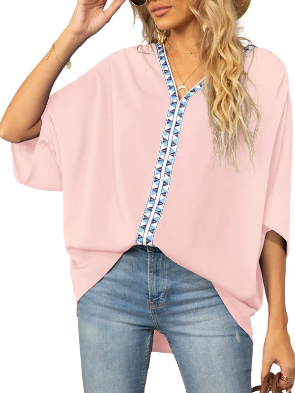 Elegant Women's Batwing V Neck Blouse Top Tops