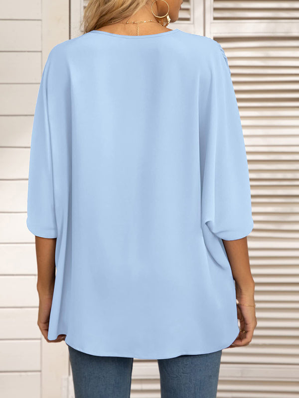 Elegant Women's Batwing V Neck Blouse Top Tops