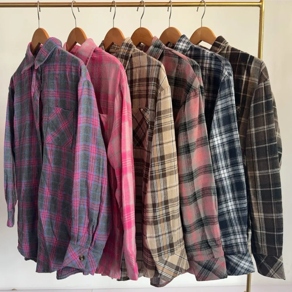 Plaid Loose-Fit Shirt for Women – Button-Down, Autumn Essential | Shirts