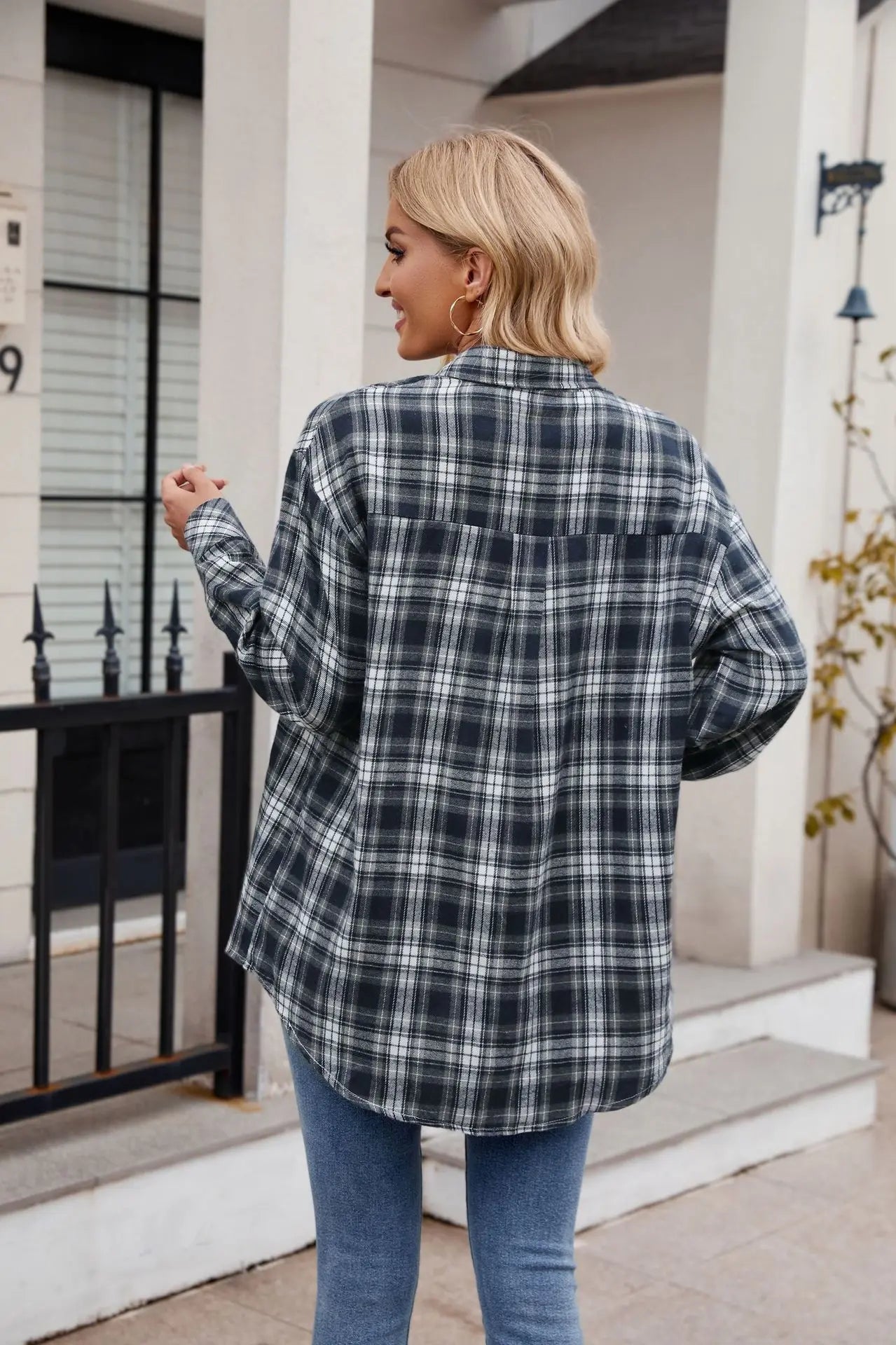 Plaid Loose-Fit Shirt for Women – Button-Down, Autumn Essential | Shirts