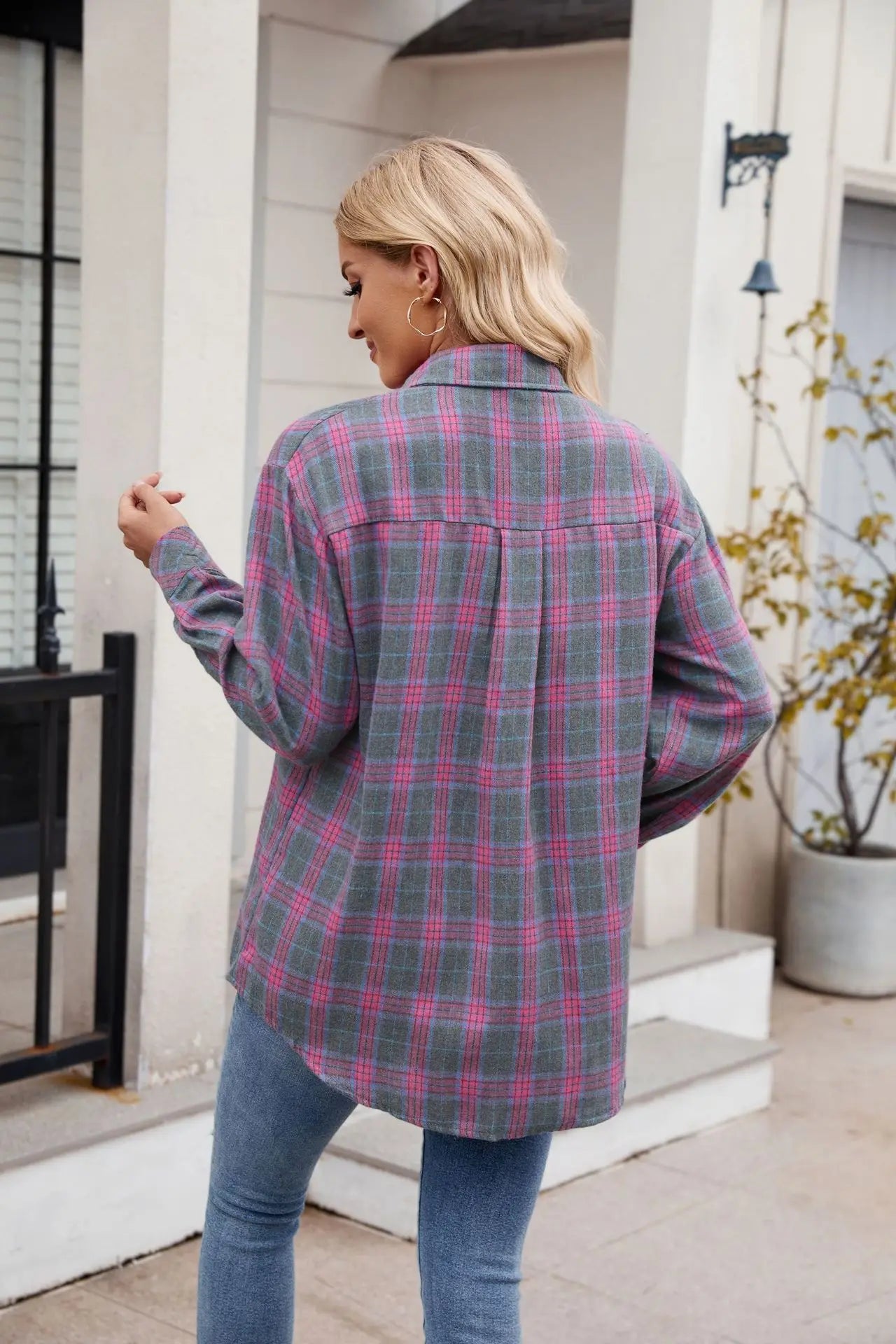 Plaid Loose-Fit Shirt for Women – Button-Down, Autumn Essential | Shirts