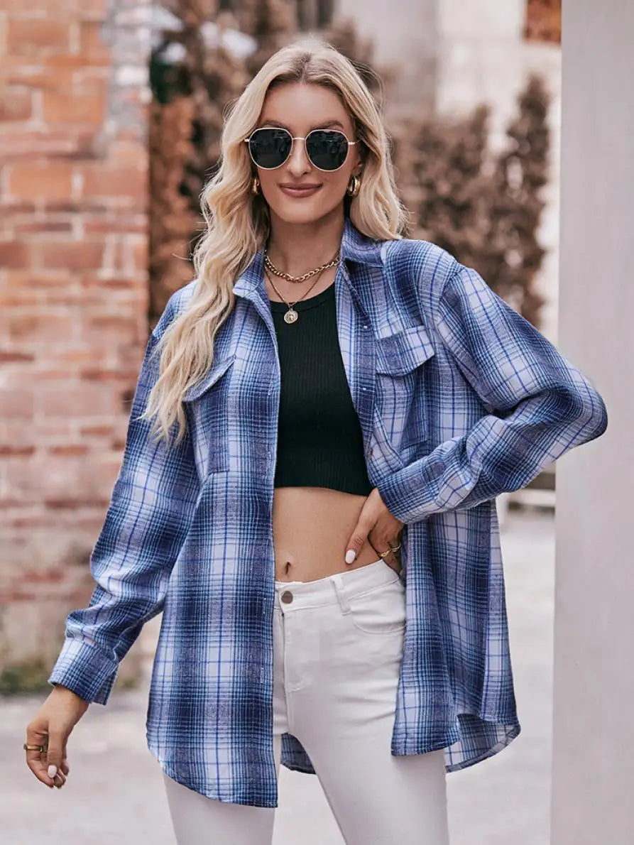 Women's Plaid Shirt with Chest Pocket – Relaxed Fit | Shirts