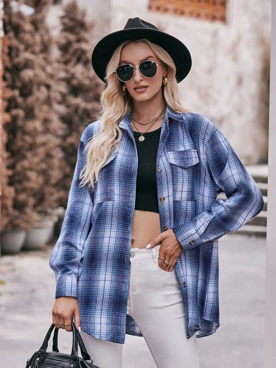 Women's Plaid Shirt with Chest Pocket – Relaxed Fit | Shirts