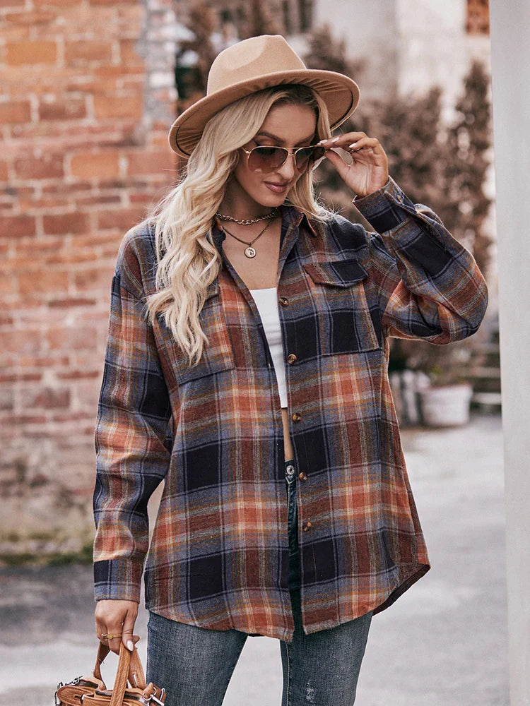 Women's Plaid Shirt with Chest Pocket – Relaxed Fit | Shirts