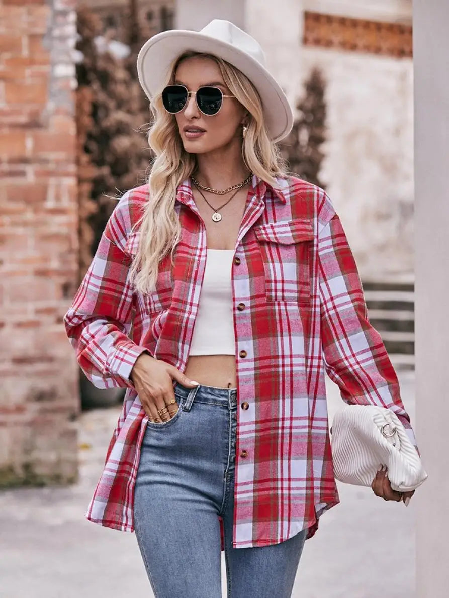 Women's Plaid Shirt with Chest Pocket – Relaxed Fit | Shirts