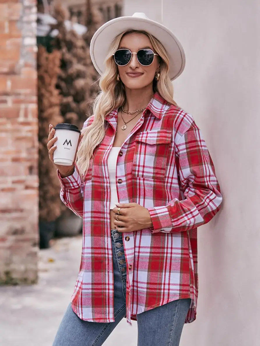 Women's Plaid Shirt with Chest Pocket – Relaxed Fit | Shirts