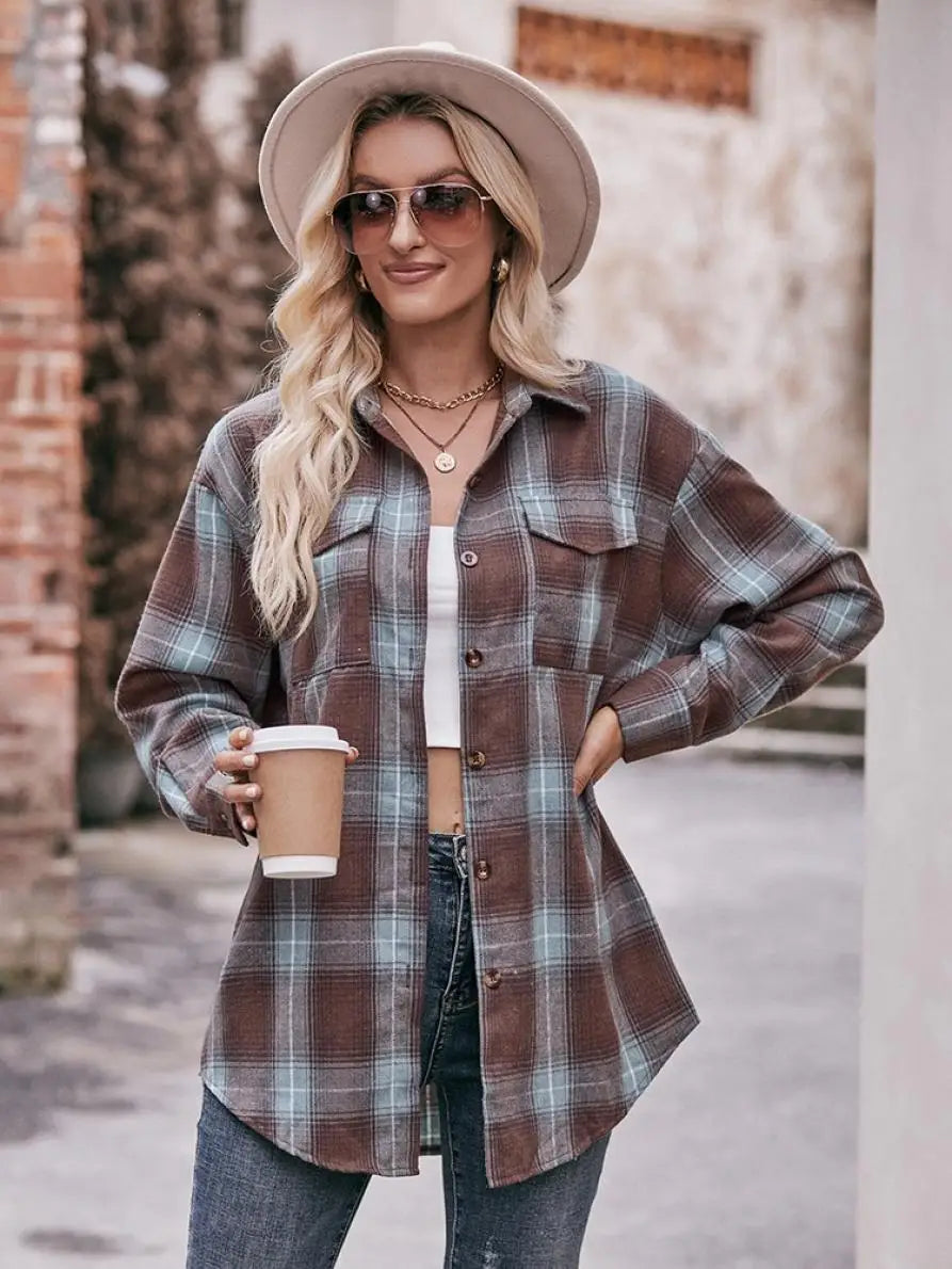 Women's Plaid Shirt with Chest Pocket – Relaxed Fit | Shirts