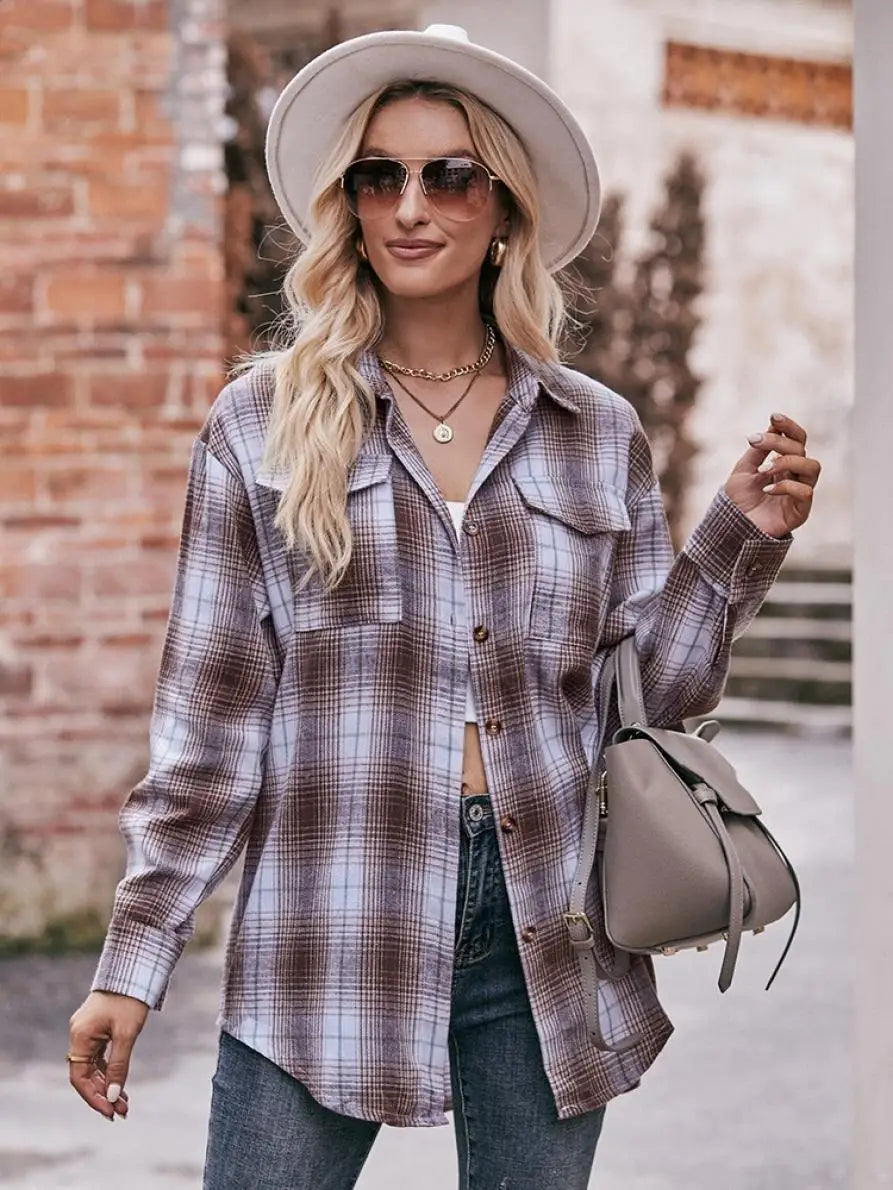 Women's Plaid Shirt with Chest Pocket – Relaxed Fit | Shirts