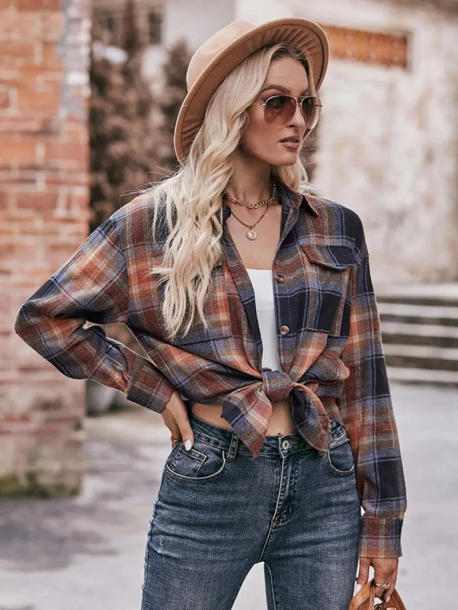 Women's Plaid Shirt with Chest Pocket – Relaxed Fit | Shirts