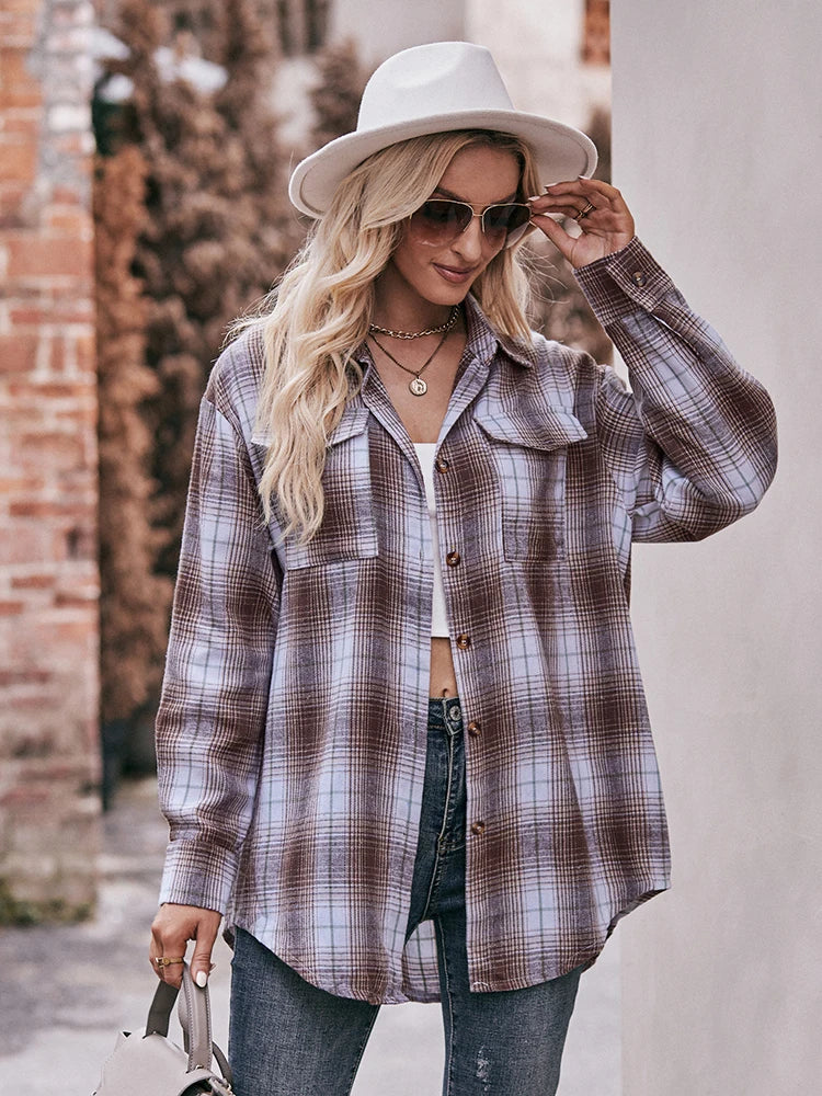 Women's Plaid Shirt with Chest Pocket – Relaxed Fit | Shirts