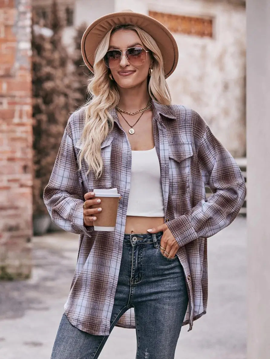 Women's Plaid Shirt with Chest Pocket – Relaxed Fit | Shirts