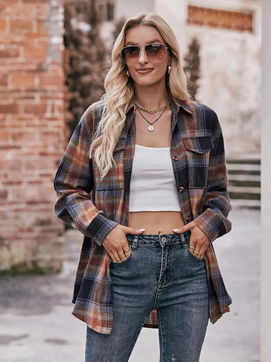 Women's Plaid Shirt with Chest Pocket – Relaxed Fit | Shirts