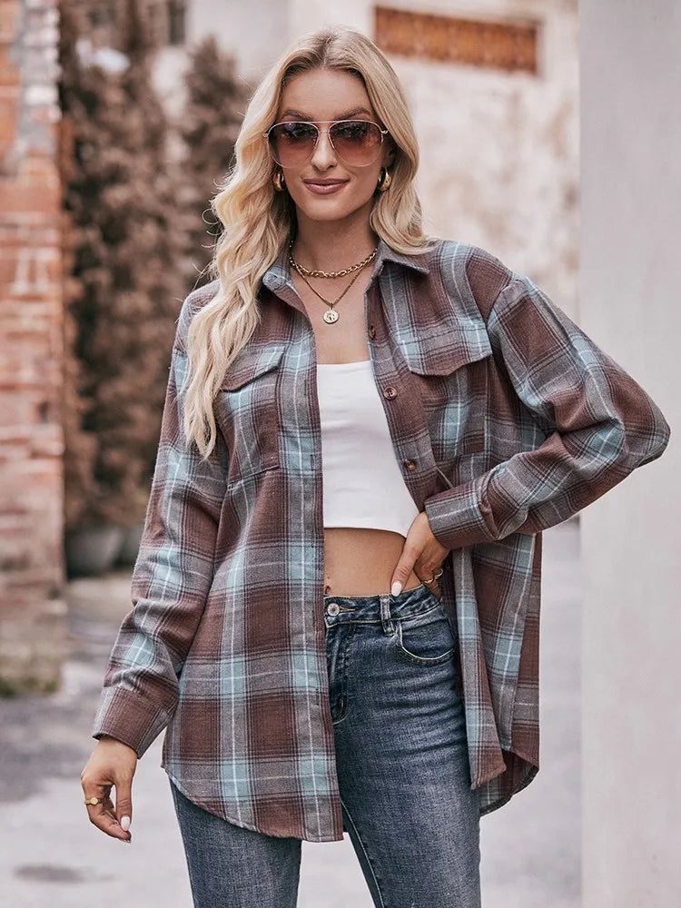 Women's Plaid Shirt with Chest Pocket – Relaxed Fit | Shirts