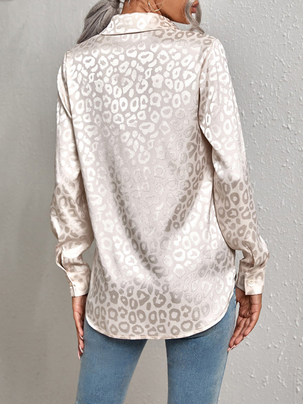 Modern Trendy: Women's Leopard Shirt Lapel Neck Long Sleeve