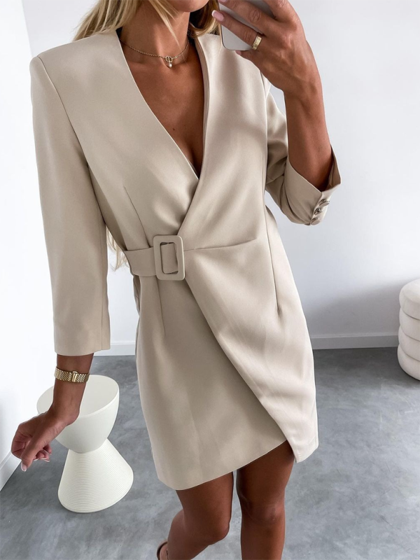 Wrap Blazer Dress with Belt for a Polished Look Wrap Dresses