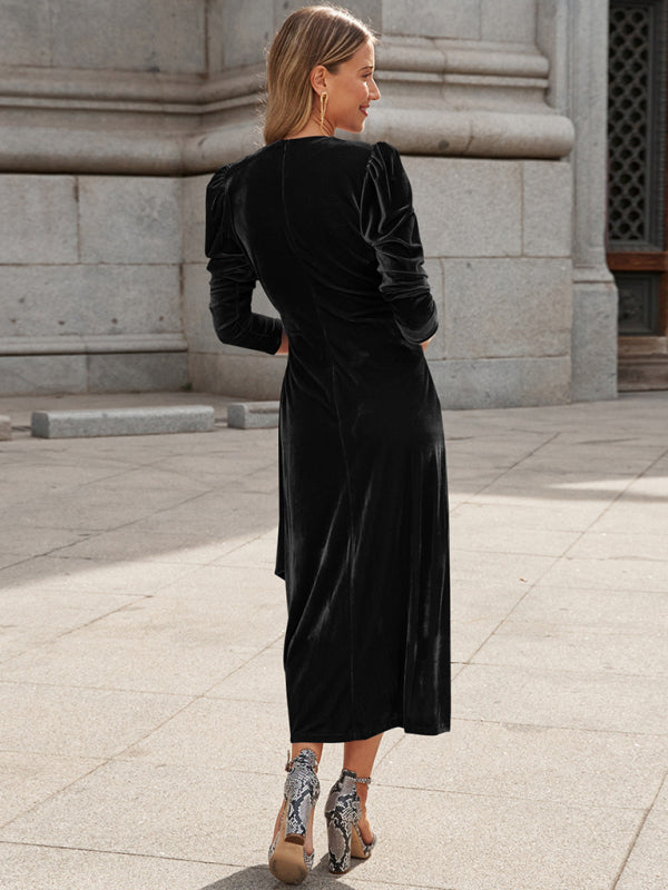 Fall/Winter Elegant: Robe Velvet Midi Dress, Perfect for Any