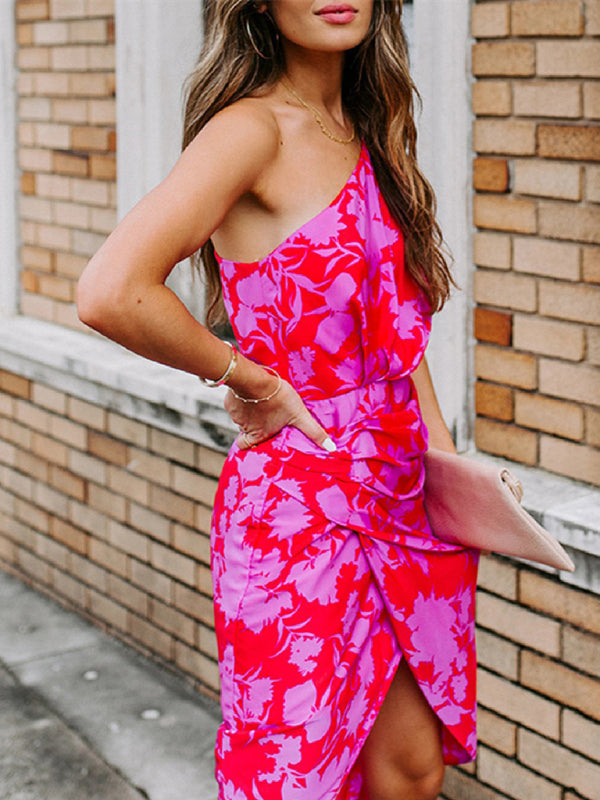 Floral One Shoulder Wrap Bodycon Dress Dress