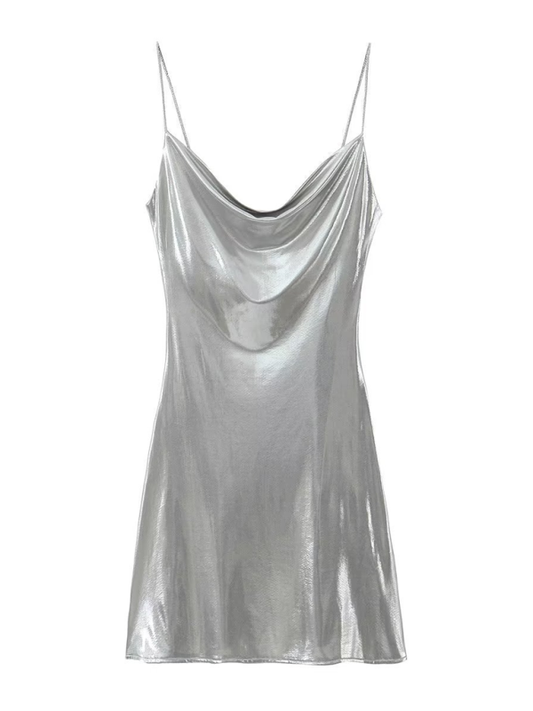 Metallic Slip Dress Disco Dresses