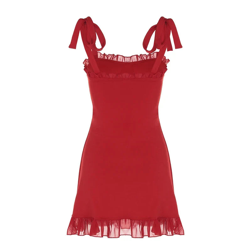 Clubbing Red Cocktail Dress with Playful Frills Party Dresses