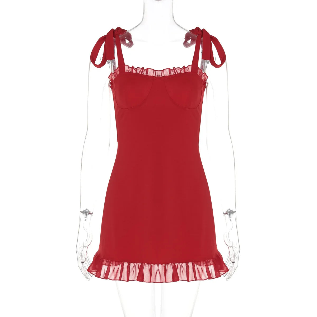 Clubbing Red Cocktail Dress with Playful Frills Party Dresses