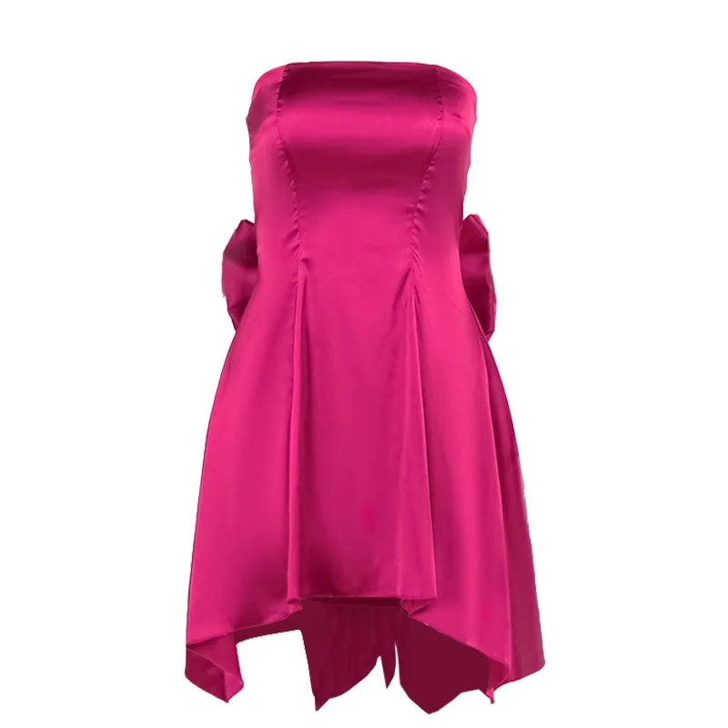 Silk Dress with Bow Back for Wedding Receptions Mini Dresses