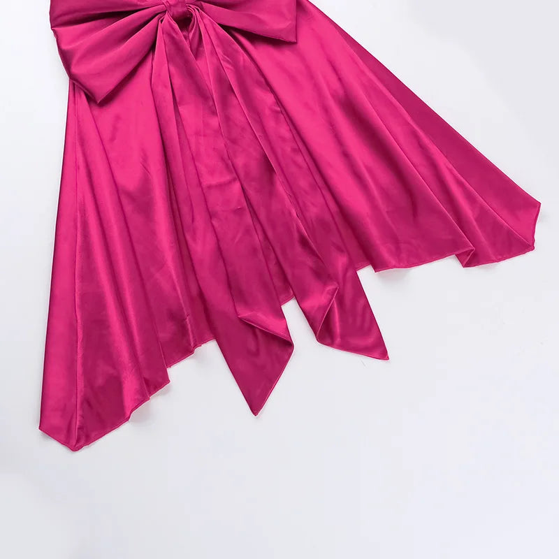 Silk Dress with Bow Back for Wedding Receptions Mini Dresses