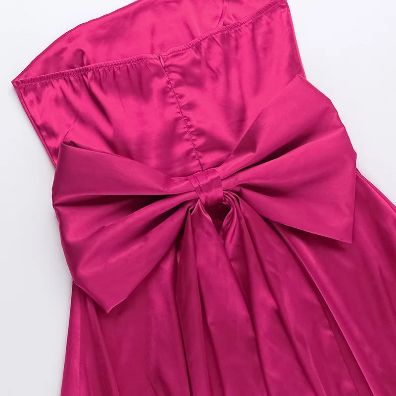 Silk Dress with Bow Back for Wedding Receptions Mini Dresses